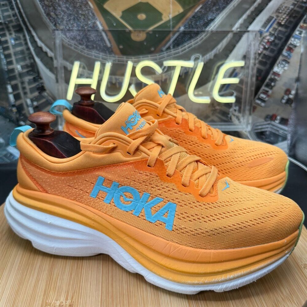 HOKA Women's Bondi 8 Running Shoes Solar Flare/Lettuce Size 8B